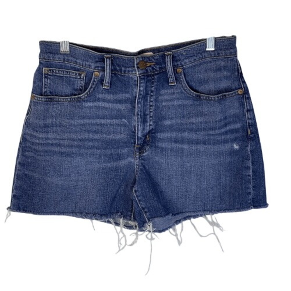 Madewell High Rise Denim Shorts Raw Hem Medium Wash Size‎ 28
